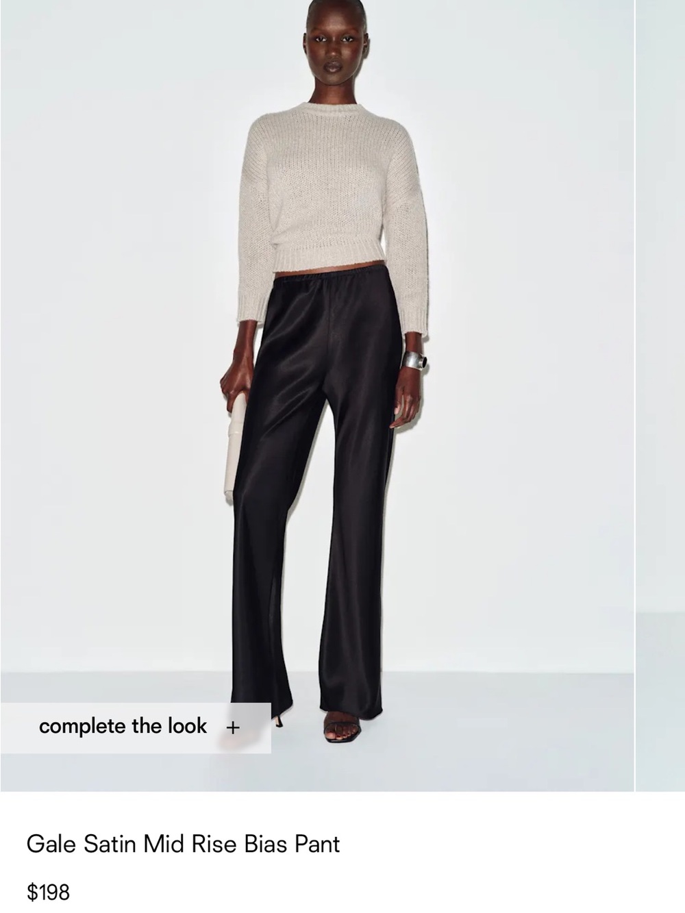 NWT Reformation Gale Satin Mid Rise Bias Pant